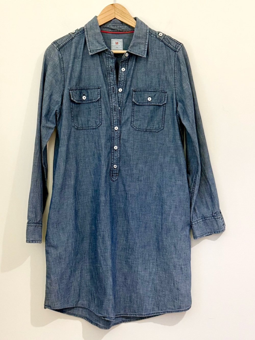 GAP 1969 Denim Chambray Capsule Minimalist Popover Shirt Dress Size Medium